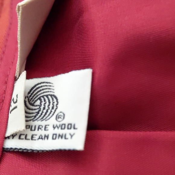 Vtg Liz Claiborne Plaid Burgundy Plum Midi Skirt 100% Wool Fall Trend 80's Sz12 - Picture 8 of 8